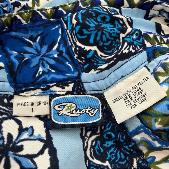 Vintage Rusty Board Shorts Juniors Size 1 Floral Y2K Millennial Green Blue Beach - Picture 7 of 9